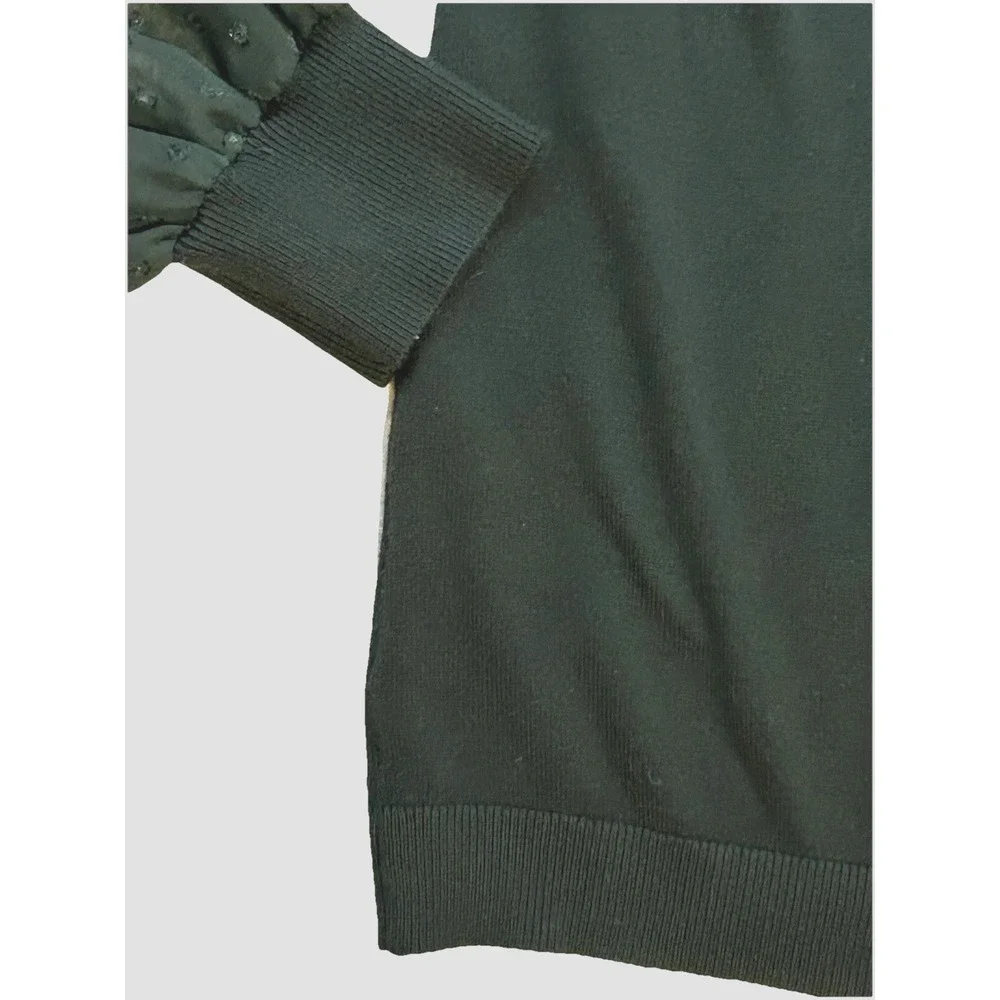 Adrianna Papell Sweater Women's Medium Christmas Party Green V-Neck Sheer Sleeve
